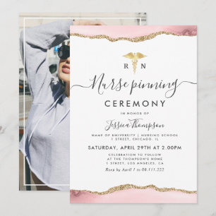 or blush agate Nurse pinning cérémonie Invitation