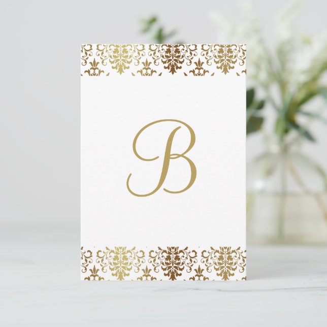 Or Damask blanc Monogramme élégant Merci chic (Debout devant)