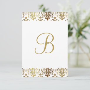 Or Damask blanc Monogramme élégant Merci chic