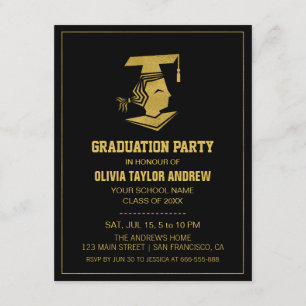 Or de Faux et invitation noire de fête de remise