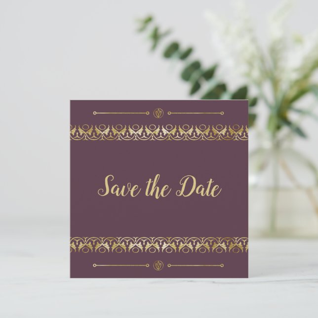 Or de luxe Enregistrer la date Invitation (Debout devant)