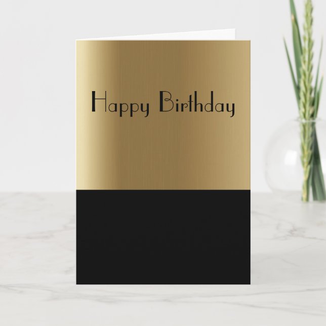 Or élégant et carte d'anniversaire noire (Devant)