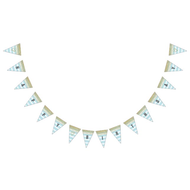 Or et bannière bleue de joyeux anniversaire (Tout)