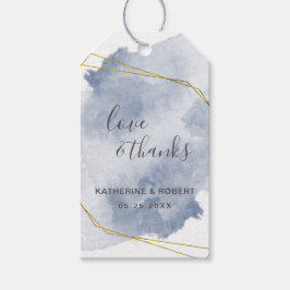 Or et bleu Dusty | Étiquette cadeau Mariage
