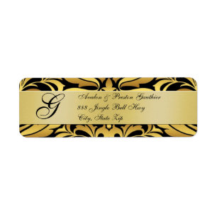 Or et étiquettes de adresse noirs de Noël de
