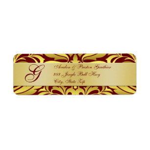 Or et étiquettes de adresse rouges de Noël de