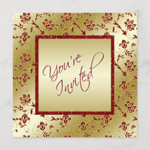 Or et faire-part de mariage rouge de parties