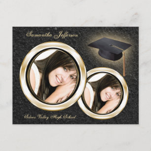 Or et faire-part noir d'obtention du diplôme