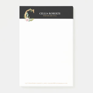 Or et fleurs en lettres Monogram Post-it Notes