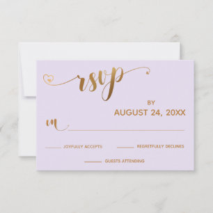 Or et Lavande Appel RSVP Calligraphie avec Cœurs