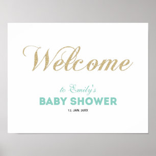 Or et monnaie   Affiche de bienvenue Baby shower G