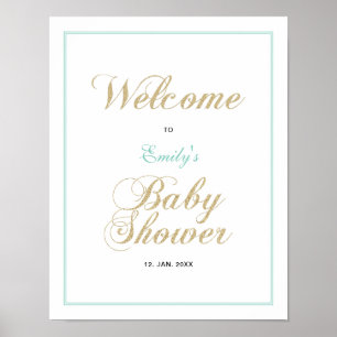 Or et monnaie   Affiche de bienvenue Baby shower G