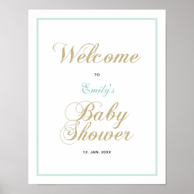 Or et monnaie | Affiche de bienvenue Baby shower G (Devant)