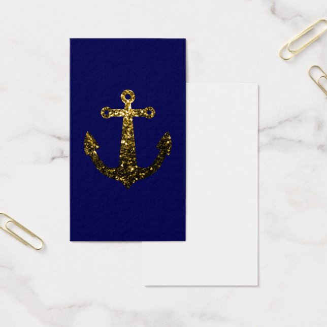 Or étincelle Ancre bleu marine carte de visite (Bureau)