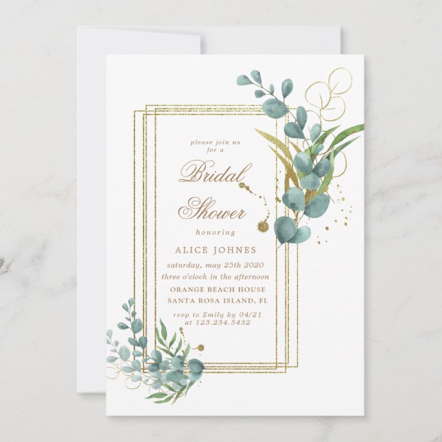 or eucalyptus verdure douche nuptiale Invitation (Devant)