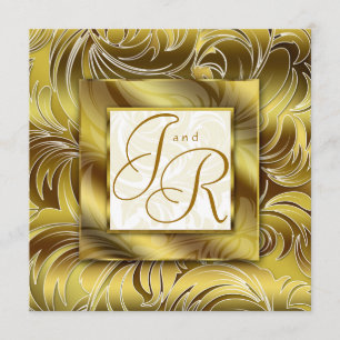 Or floral de feuille élégante de faire-part de