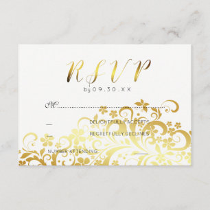 Or Floral Floral Moderne Mariage RSVP