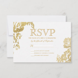 Or floral RSVP de rose moderne simple élégant