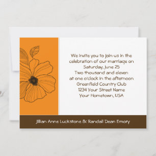 Or floral tropical et Faire-part de mariage Brown