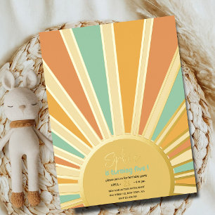 or grand soleil avec rayons invitation anniversair