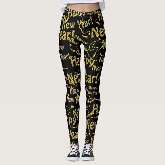 or happy new jear text en leggings noirs (Devant)