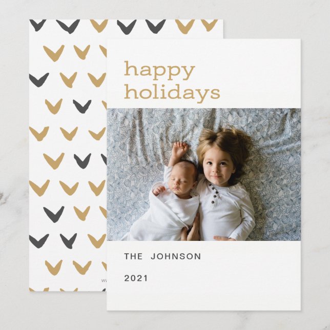 or heureux vacances simples photo cartes de fin de (Devant / Derrière)