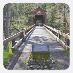 OR, Jackson County, McKee Covered Bridge Quadratischer Aufkleber