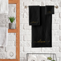Or moderne en noir et or avec monogramme féminin p
