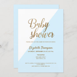 Or moderne et bleu bébé garçon douche Invitation C