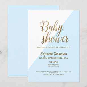 Or moderne et bleu bébé garçon douche Invitation C