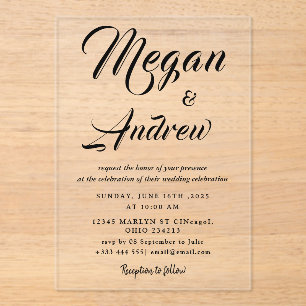 or Moderne Mariage Acrylique Invitations