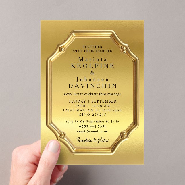 or Moderne Mariage Acrylique Invitations (In situ (ordinateur de poche))