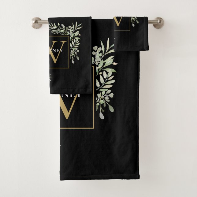 Or Monogramme Floral Chic en Noir (En situation)