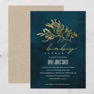OR NAVY SOUS-MARINE ALGUES BABY SHOWER INVITATION