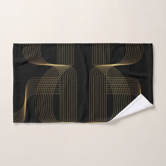 Or, noir, élégant, cool, art de ligne tendance uni (Serviette à main)