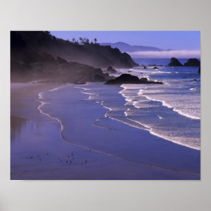 OR, Oregon Coast, Ecola SP, Indian Beach mit Poster