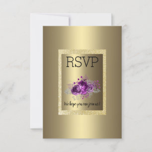 Or Purple Simple Elegant Floral RSVP