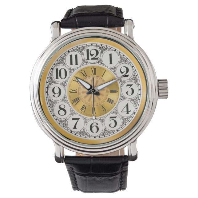 Or Roman numeral chic montre visage Art Déco (devant)
