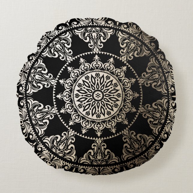 Or rond de coussins de mandala solaire (Devant)