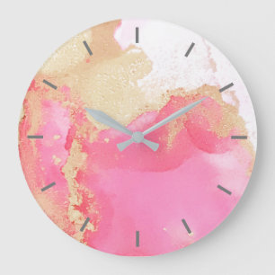 Or rose Abstrait sans nombre grande horloge