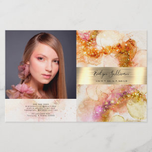or rose aquarelle fausse feuille bifold brochure