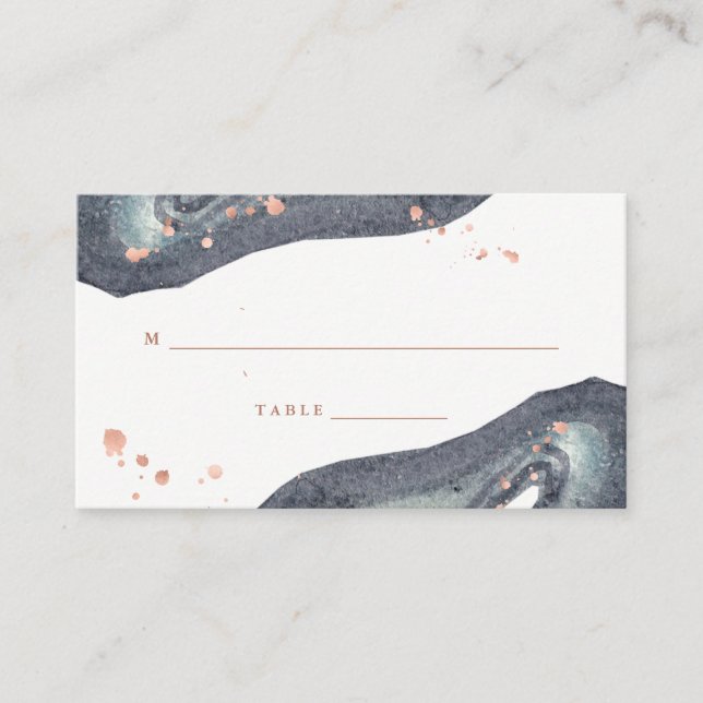 Or Rose Faux | Carte d'escorte Mariage Gray Geode (Devant)