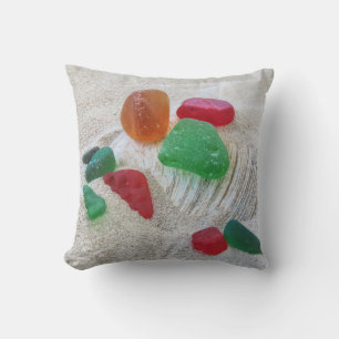 Or rouge et verre vert de mer - coussin