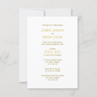 Or simple - Invitation Mariage/Réception 3x5
