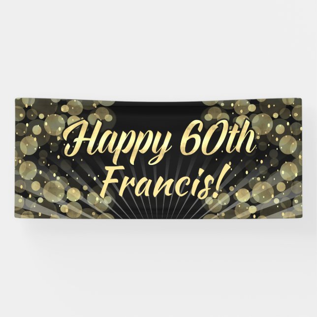 Or/soixantième bannière noire de fête (Horizontal)