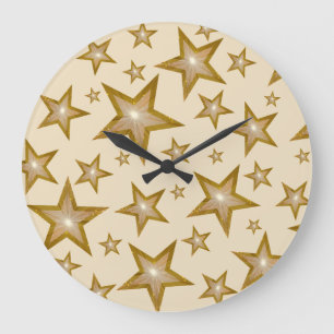 "Or" Stars horloge crème ronde