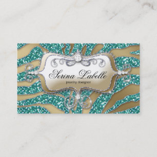 Or Teal de zèbre de carte de visite de bijoux