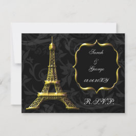 or Tour Eiffel Française Mariage carte rsvp