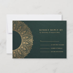 OR VERT CLASSIQUE ORNATE MANDALA MARIAGE RSVP