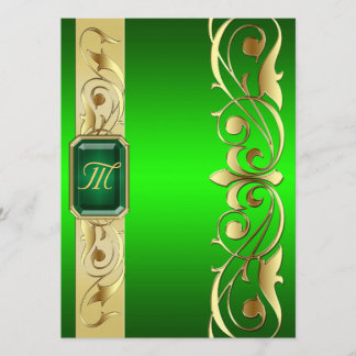 Or vert de duc grand bijou et invitation verte